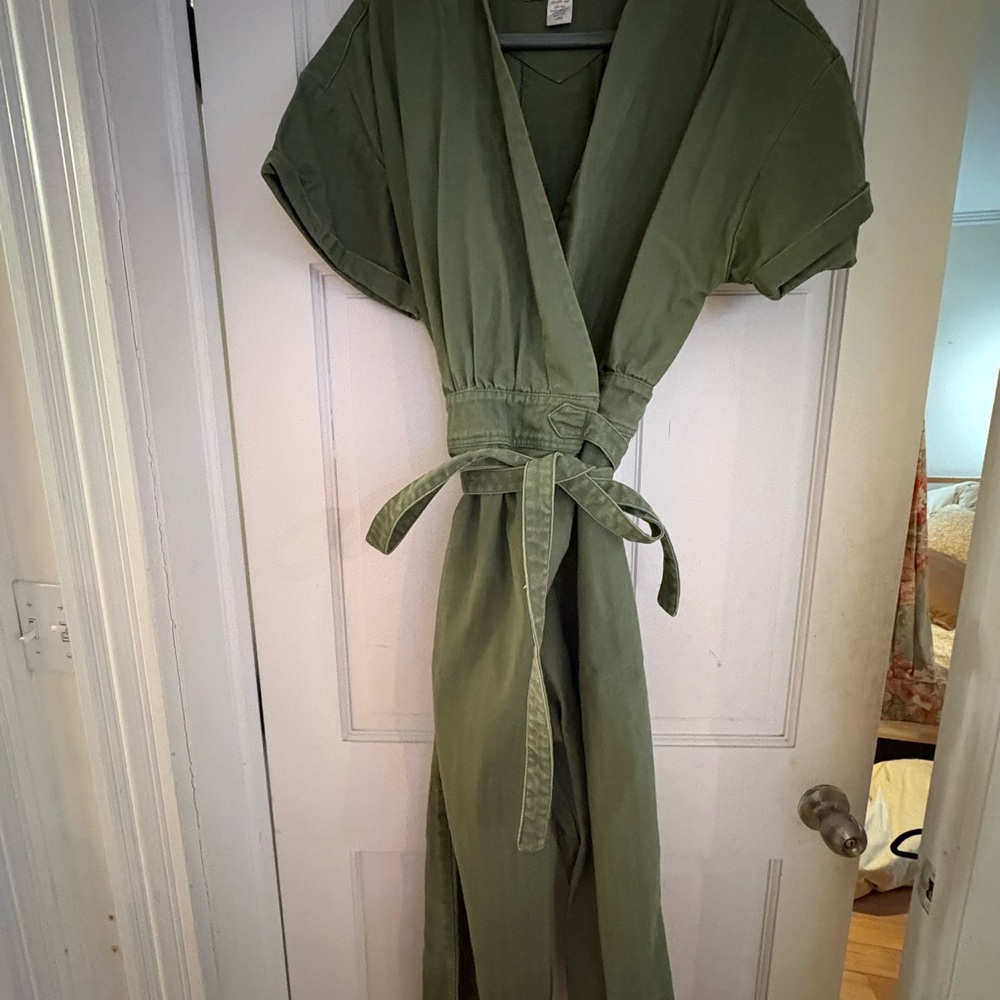 Caron Callahan Olive Green Wrap Utility Jumpsuit - Picture 3 of 4